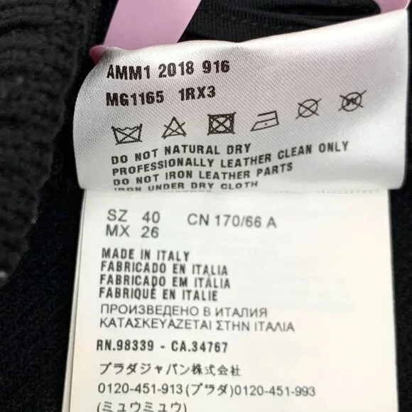 FW0246 MiuMiu Black wool single-breasted knitted skirt 40 M size
